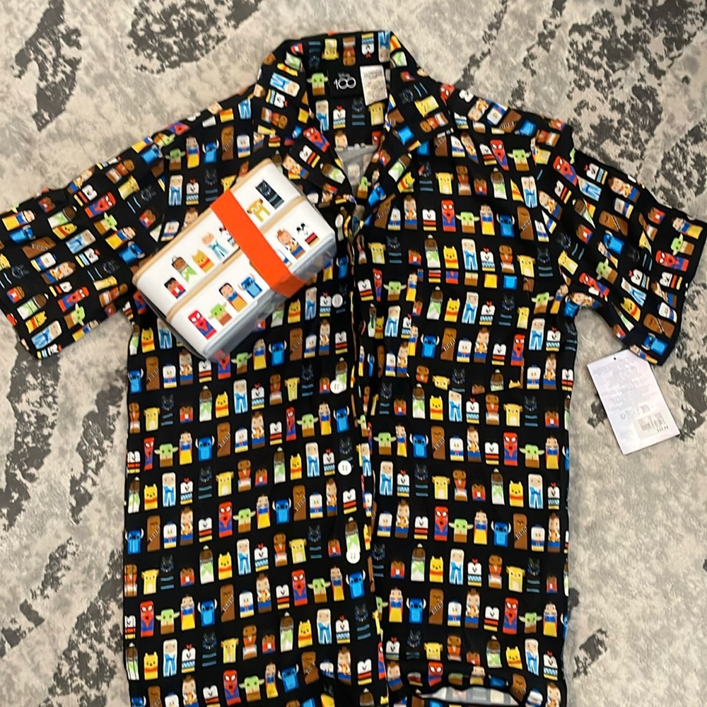 Disney100 Unified Characters Woven Shirt and matching bento box set